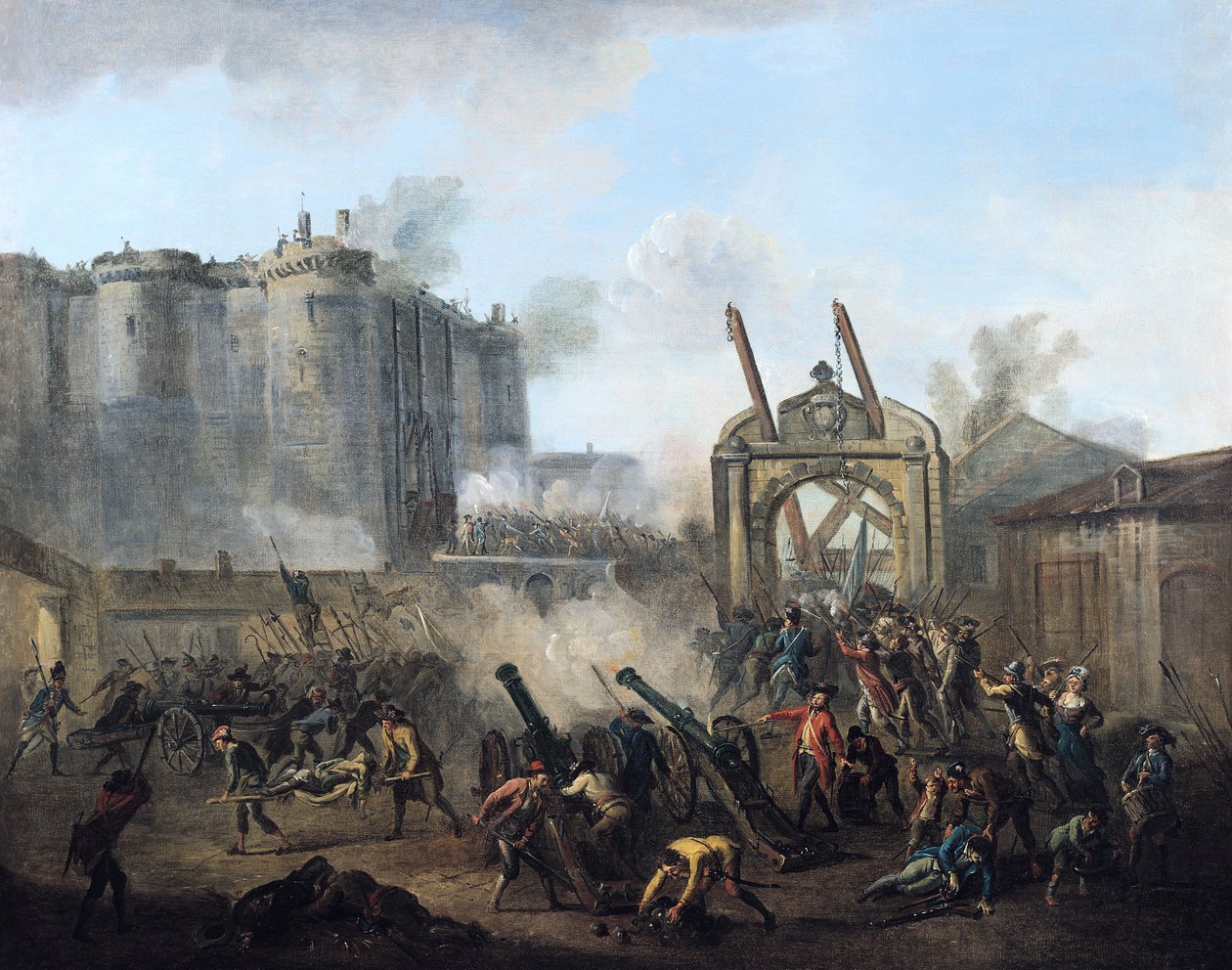 De bestorming van de Bastille op 14 juli 1789 door Jean Baptiste Lallemand