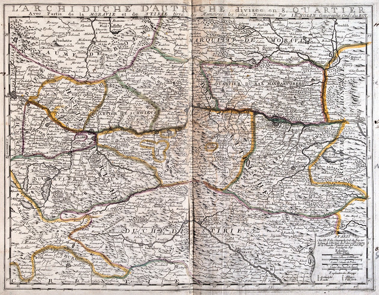 Oostenrijk (deelstaten: Opper-Oostenrijk, Neder-Oostenrijk, Burgenland), Tsjechië (Zuid-Boemië en Moravië) door Jean Baptiste Nolin