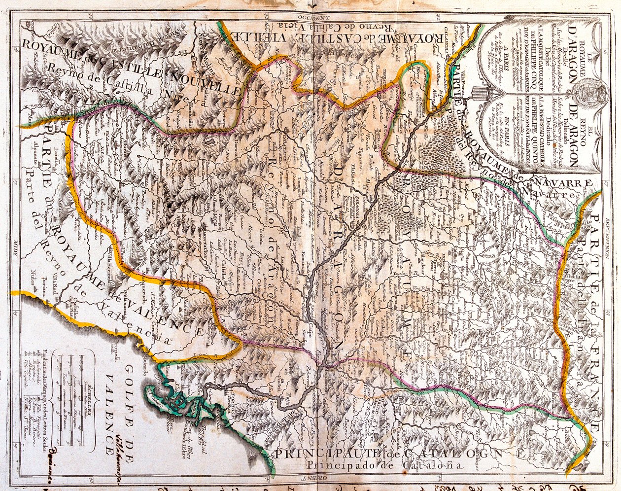 La Rioja, Navarra, Aragon, Catalonië, Valenciaanse Gemeenschap, Castilië-La Mancha, Madrid, Castilië en León, Spanje door Jean Baptiste Nolin