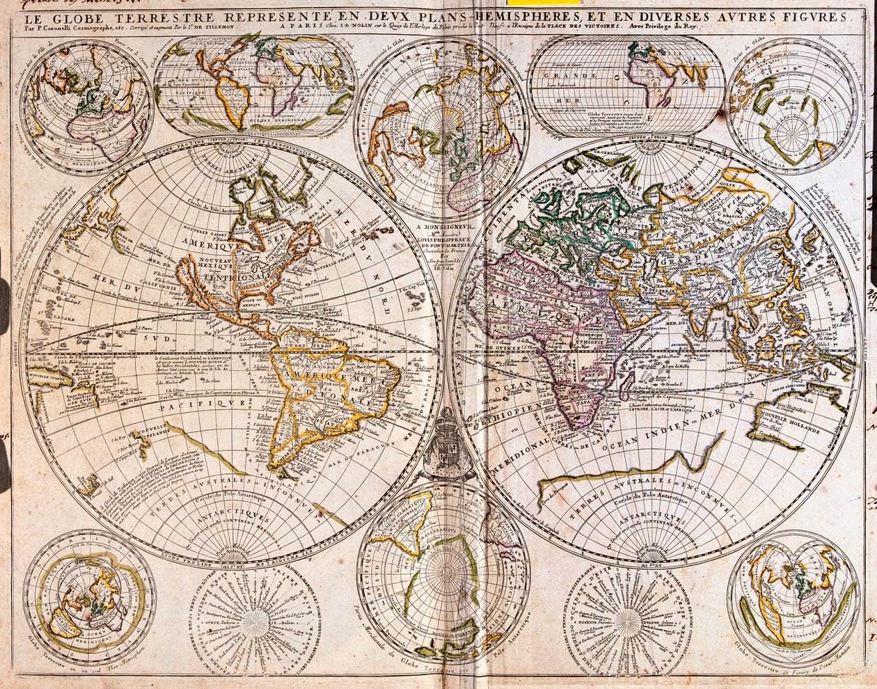 Terrestrische Globe door Jean Baptiste Nolin