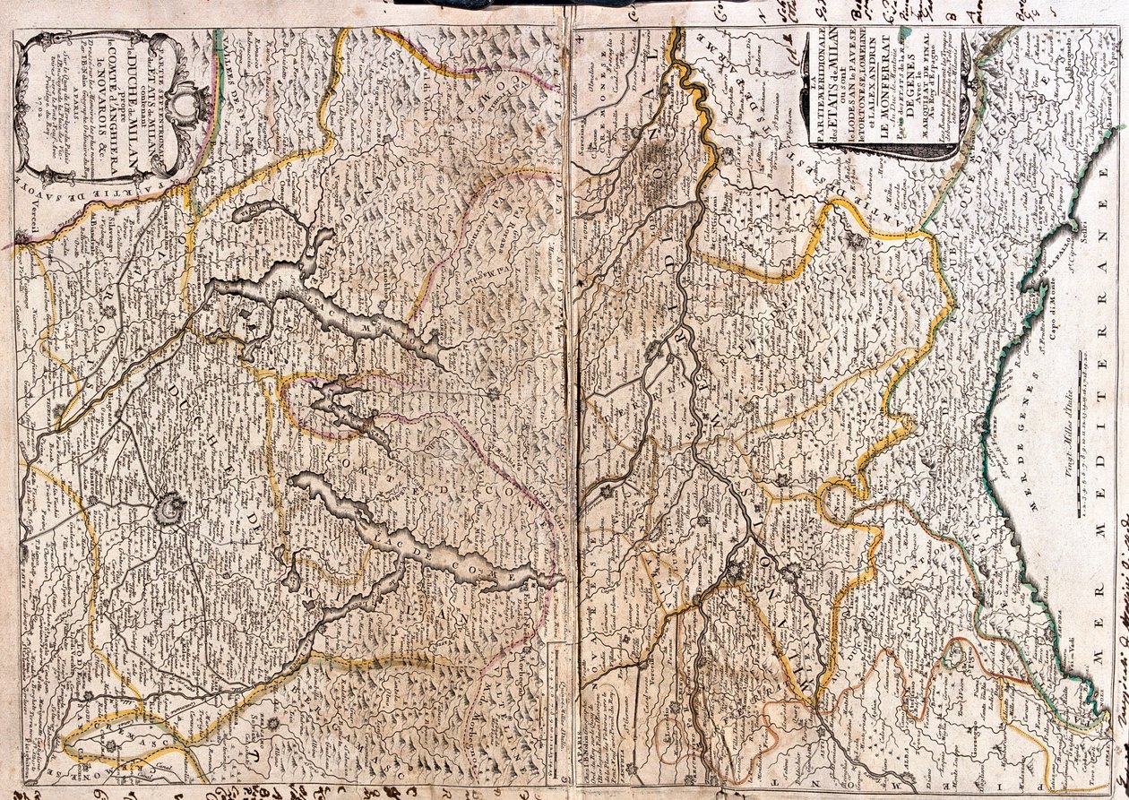 a) Italië (Regio: oost Piëmont, zuid Lombardije, west Emili-Romagna, oost-centraal Ligurië) b) Zwitserland (Kanton: Ticino), Italië (Regio: oost Piëmont, Lombardije) door Jean Baptiste Nolin