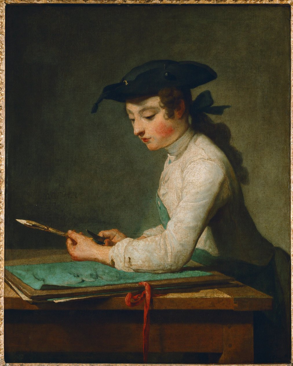 Le jeune dessinateur - de jonge tekenaar ... door Jean-Baptiste Simeon Chardin