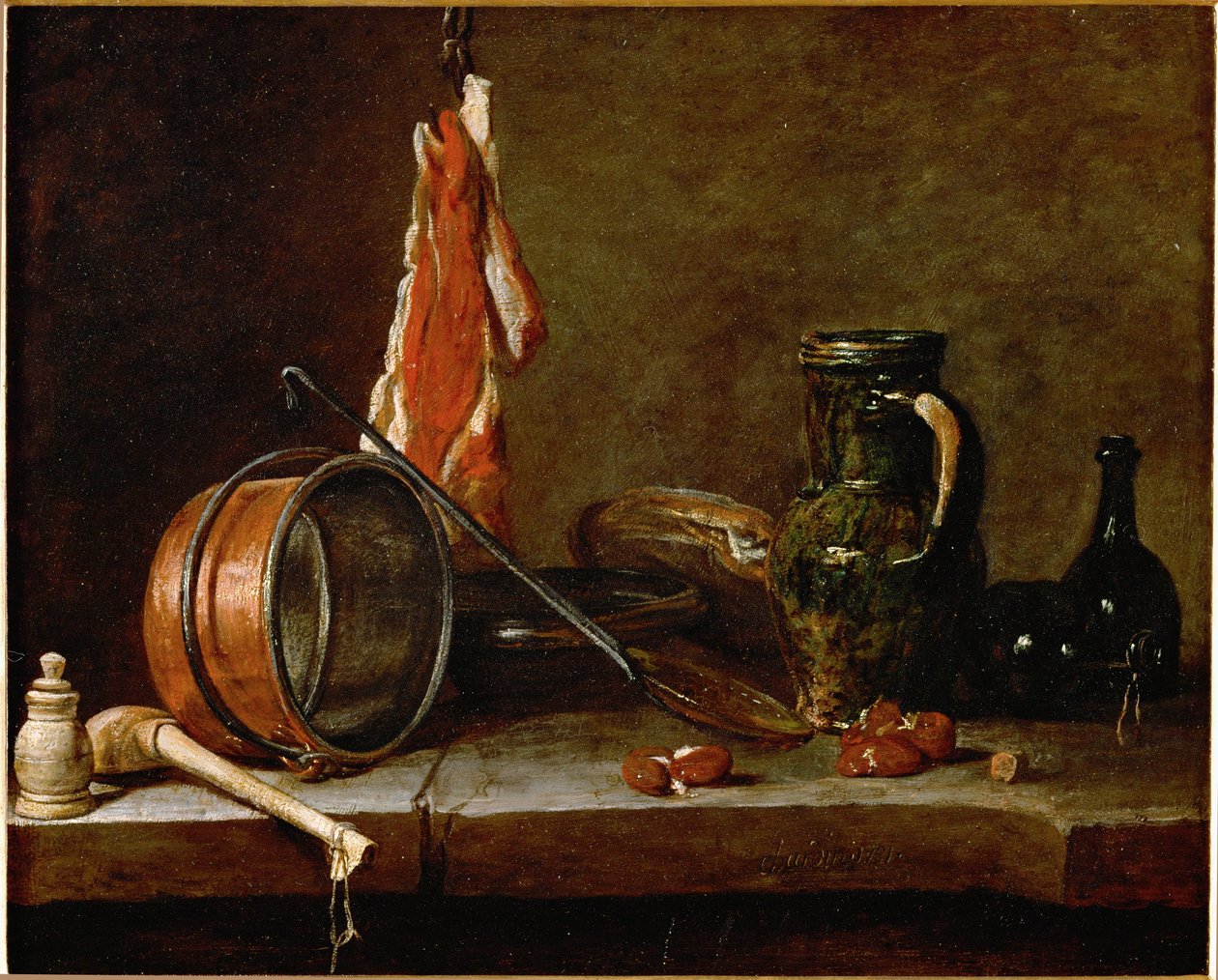 Menu du Gras en keukengerei ... door Jean Baptiste Simeon Chardin