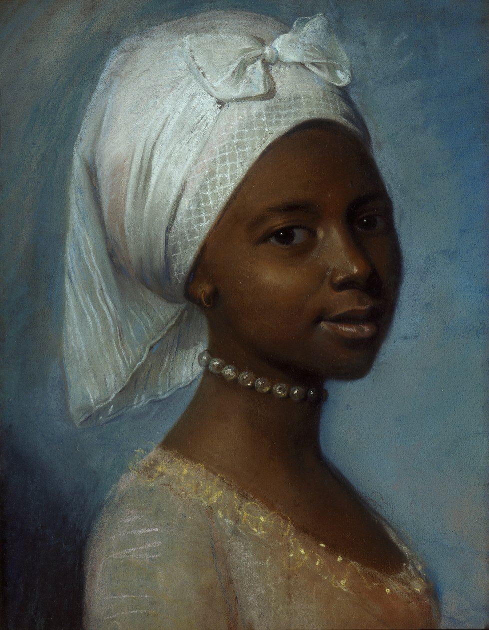 Portret van een jonge vrouw (pastel op papier) door Jean Etienne (previously attr. to) Liotard