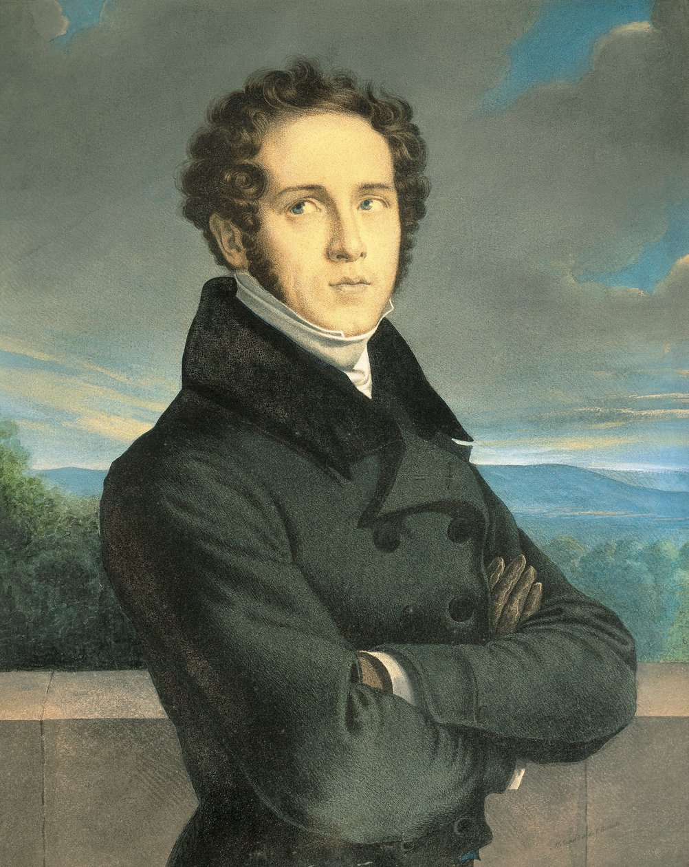 Portret van de Italiaanse operacomponist Vincenzo Bellini (1801 - 1835) door Jean Francois Millet