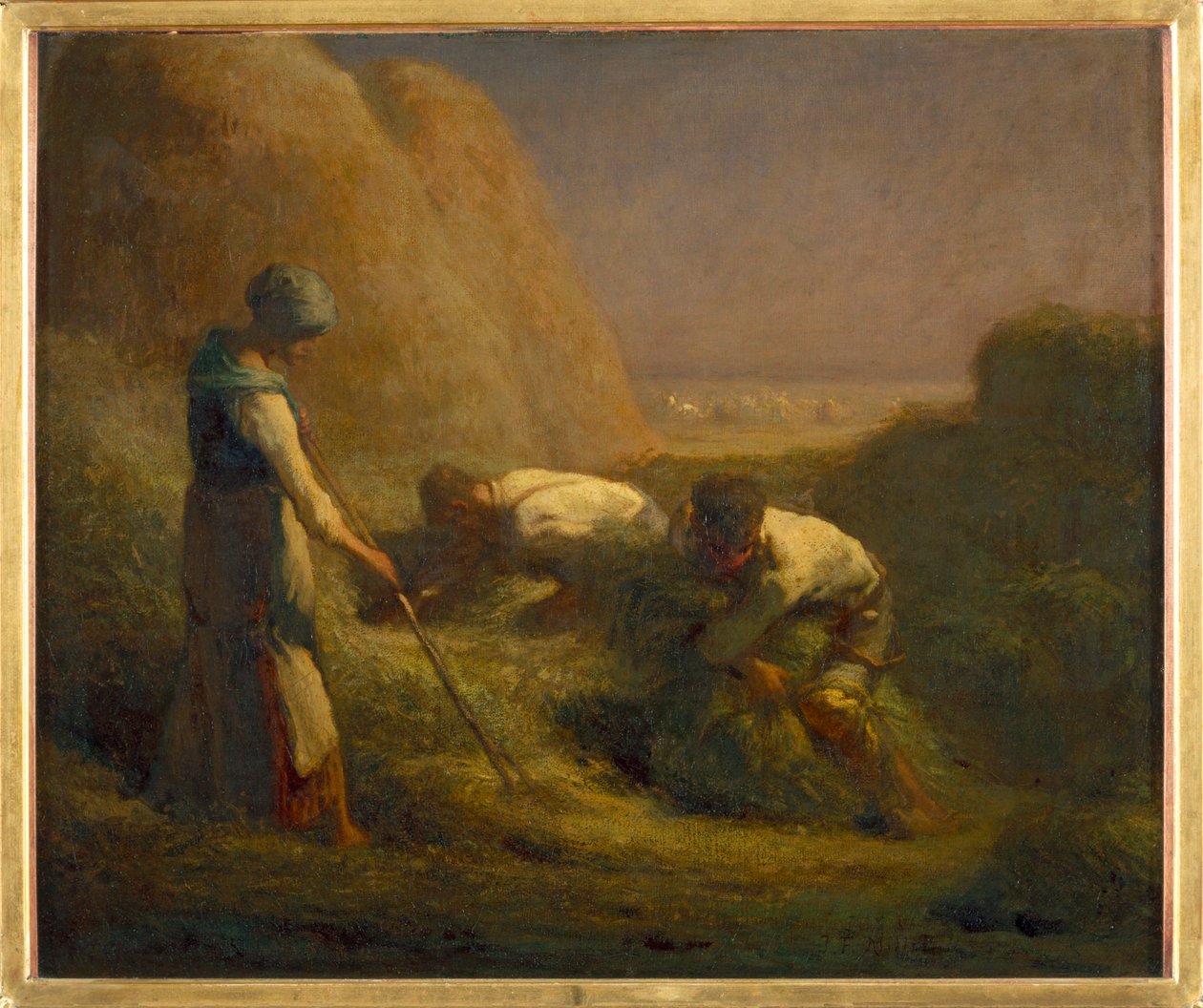 Les botteleurs de foin - The haymakers. 1850-1851 ... door Jean Francois Millet
