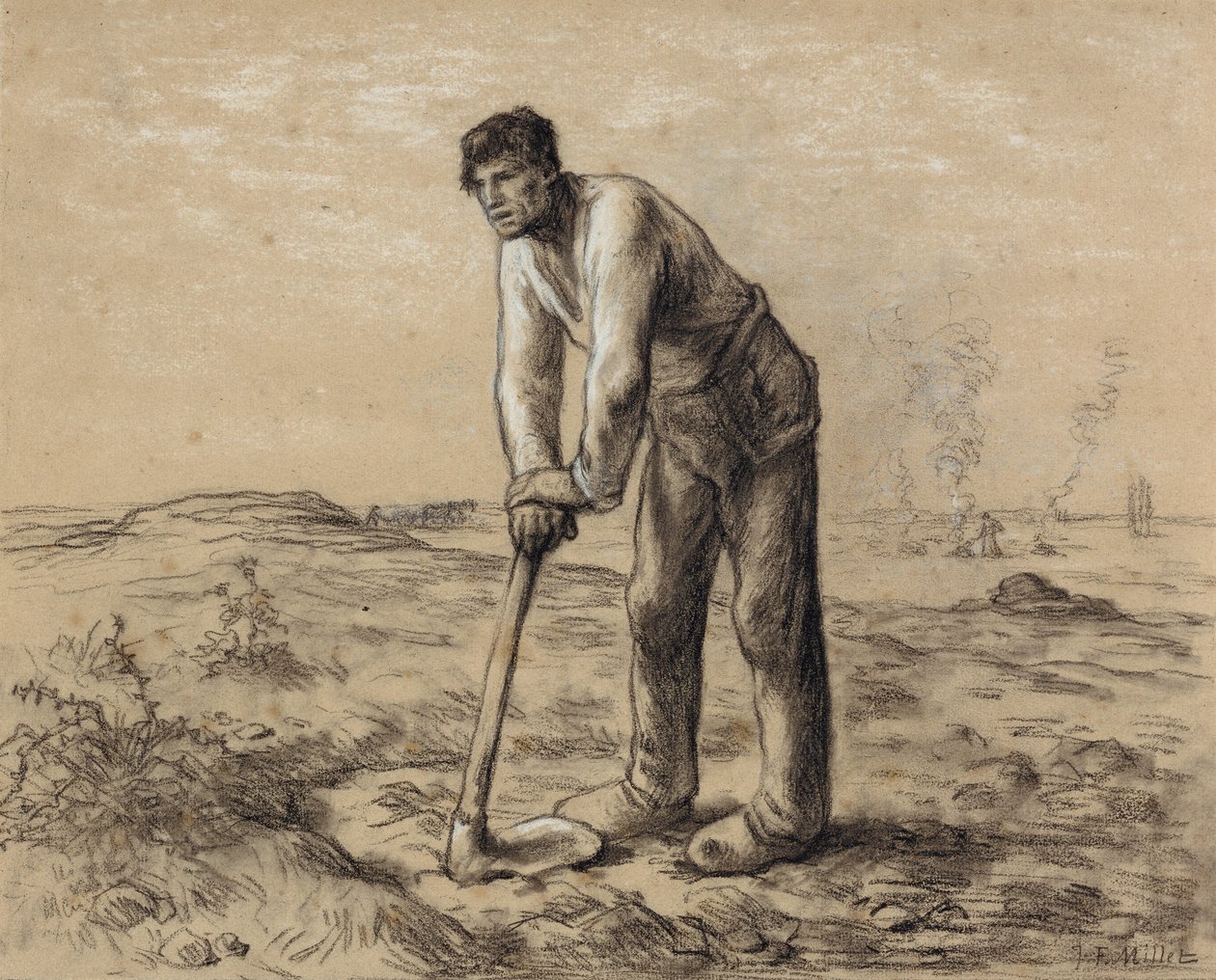 Man met schoffel door Jean-Francois Millet