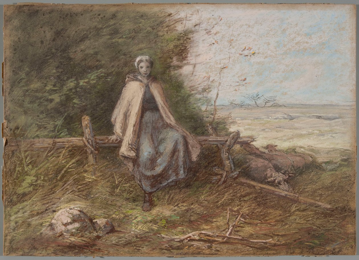 Hirtenmädchen door Jean-Francois Millet