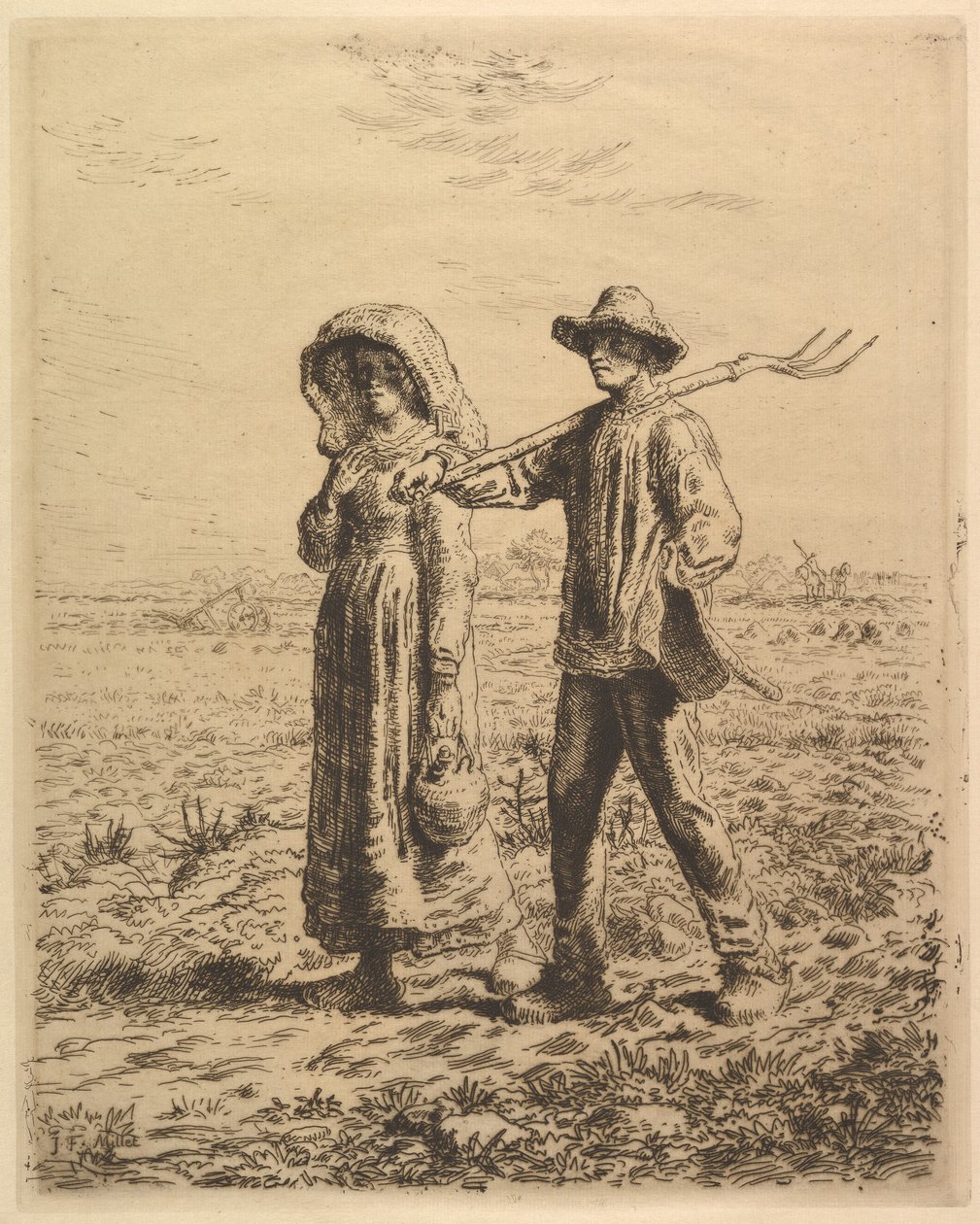 Boeren op weg naar het werk door Jean-Francois Millet