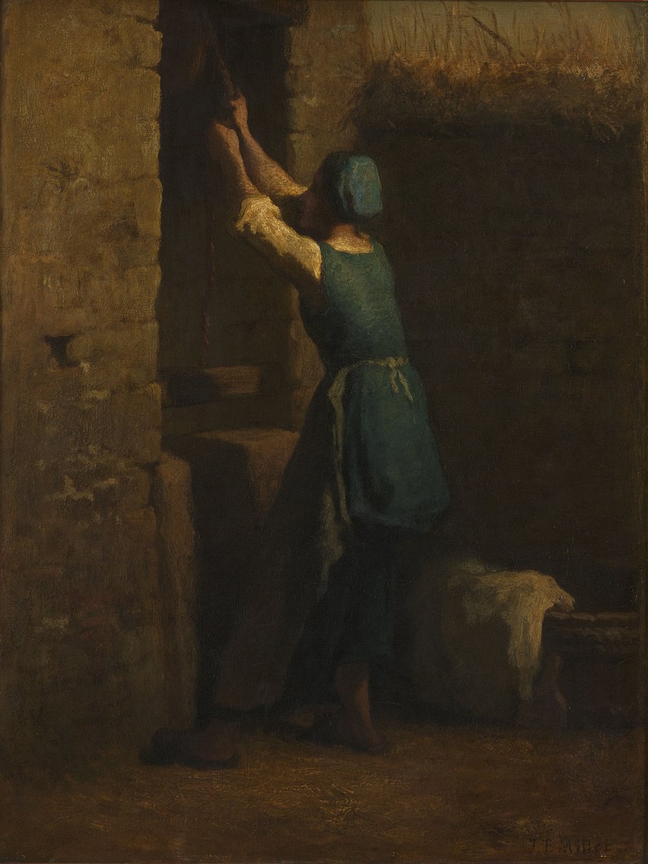 Vrouw bij de put door Jean-Francois Millet