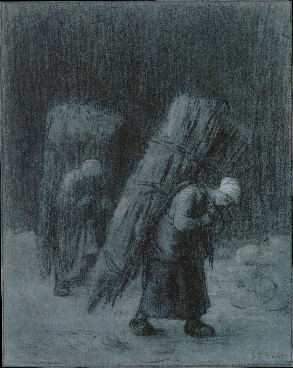 Vrouwen die takkenbossen dragen door Jean-Francois Millet