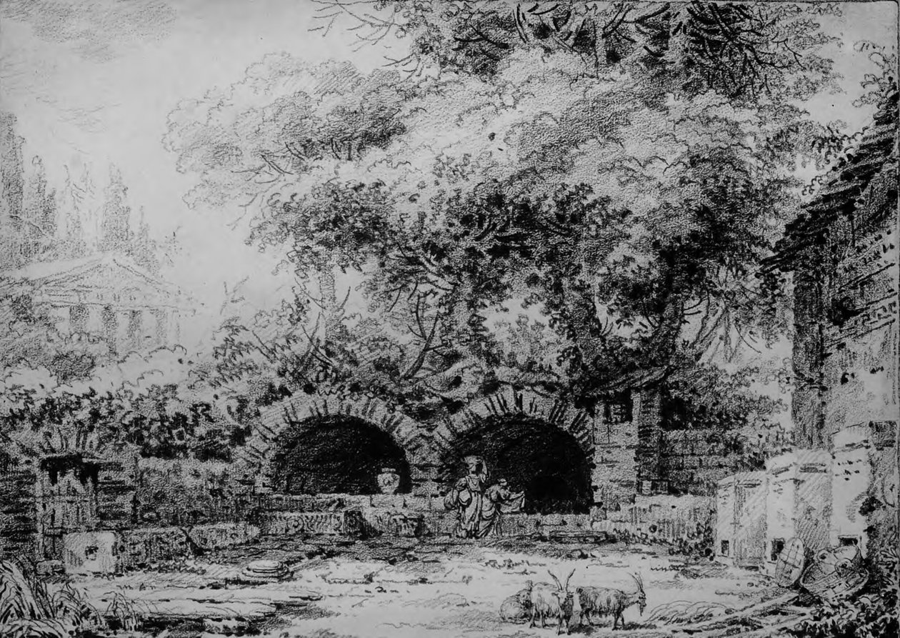 Landschap met ruïnes door Jean-Honore Fragonard