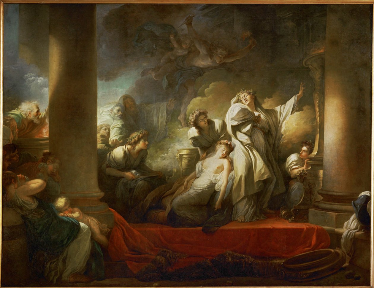 Le grand pretre Coresus se sacrifie pour sauver Callirhoe - de grote Priester Coresus offert zichzelf op om Callirhoe te redden ... door Jean Honore Fragonard