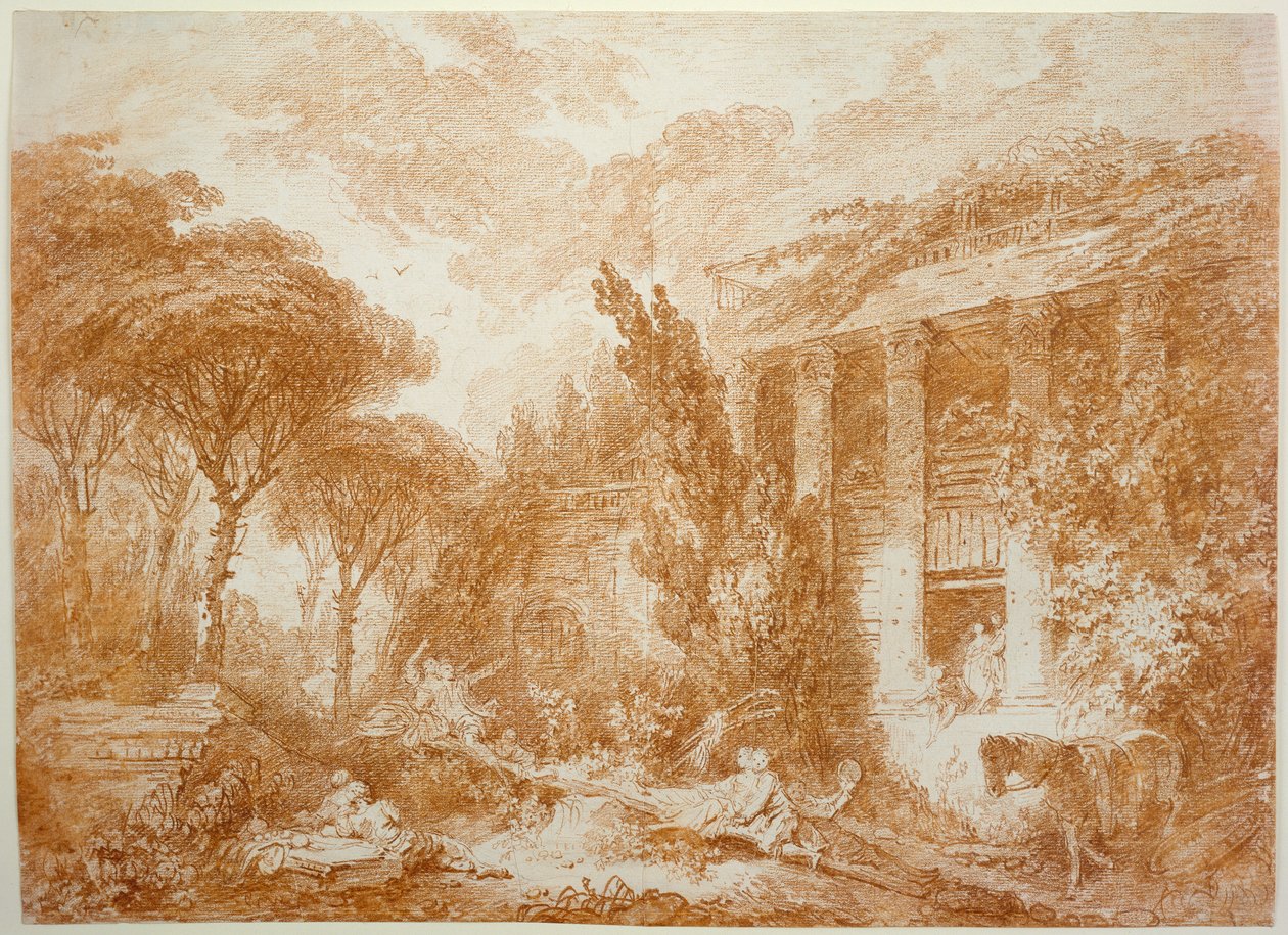 Parklandschaft des Schlosses Marburg door Jean-Honore Fragonard