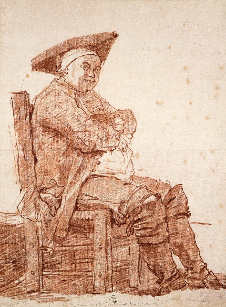 Portret van zittende man, bekend als Postiglione, door Jean Honore Fragonard door Jean Honore Fragonard