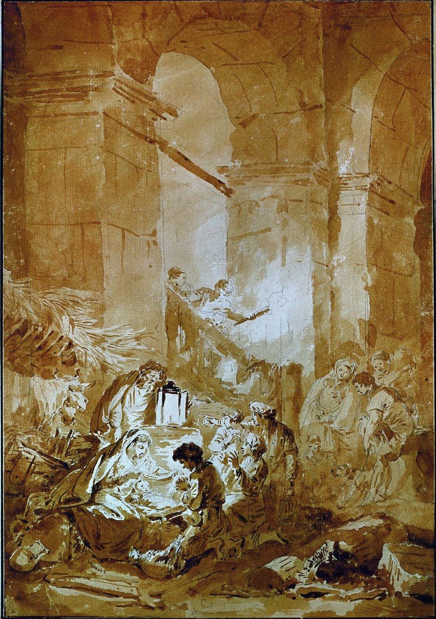De aanbidding van de herders door Jean-Honore Fragonard