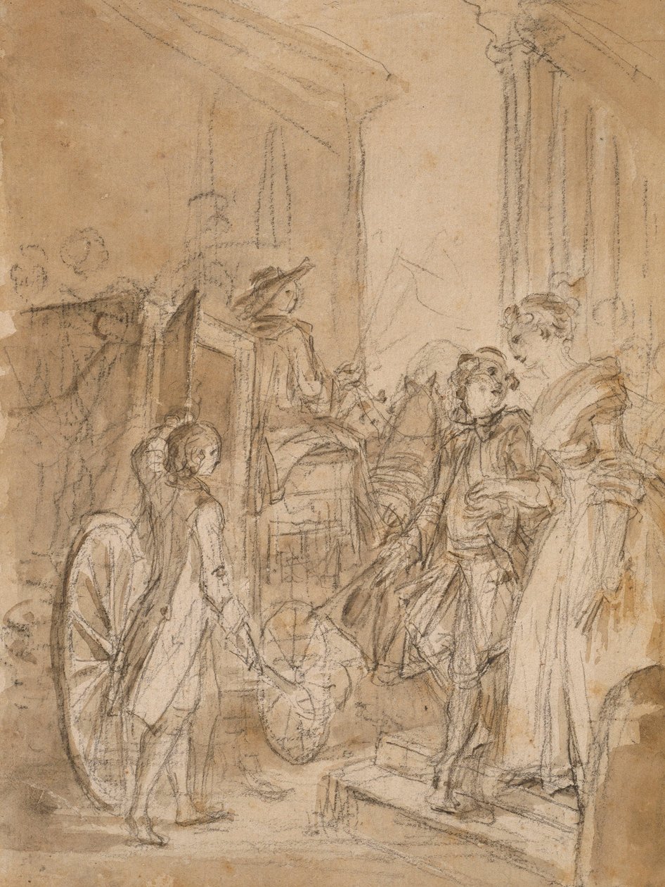 Het vertrek per koets door Jean-Honore Fragonard
