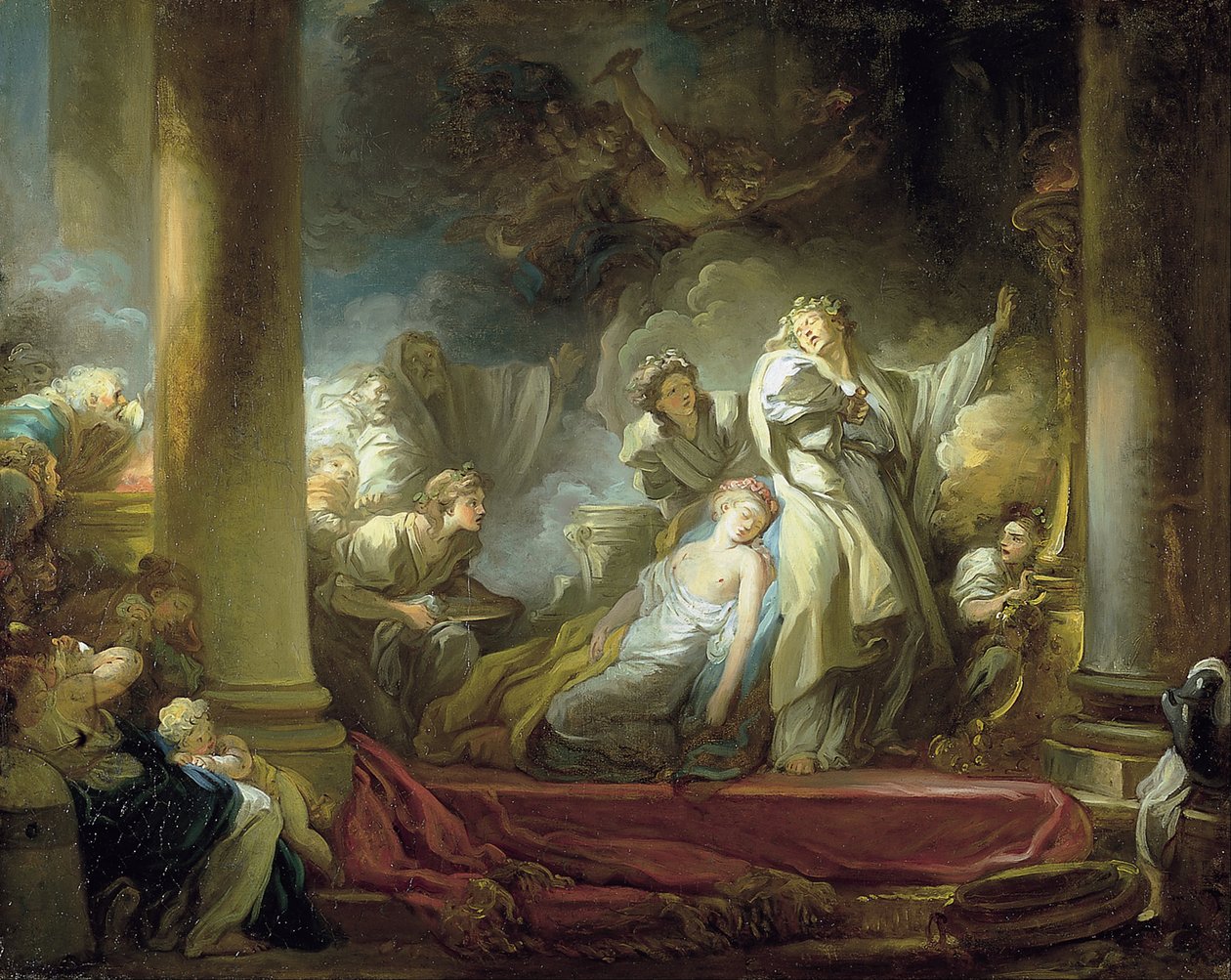 Het offer van Caliroe door Jean-Honore Fragonard