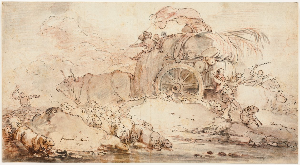 De stilstaande wagen door Jean-Honore Fragonard