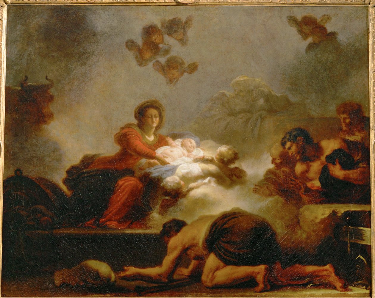 De aanbidding van de herders ... door Jean Honore Fragonard