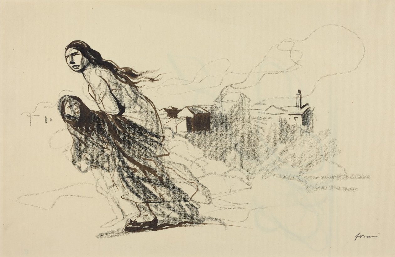 Naar Douai, waarschijnlijk 1918 (inkttekening) door Jean-Louis & Caran D