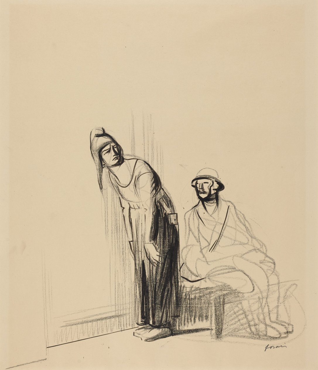 Op de Vredesconferentie, ca. 1919 (inkt op papier) door Jean-Louis & Caran D