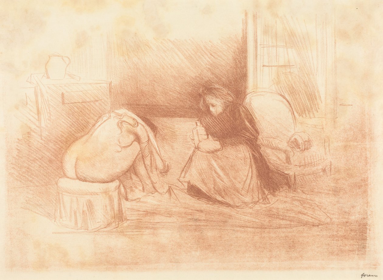 Frau bei ihrer Toilette mit ihrer Zofe (zweite horizontale Platte) door Jean-Louis Forain