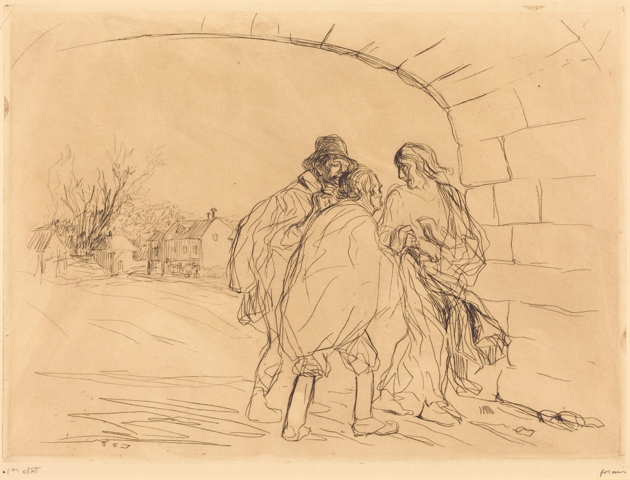 De ontmoeting onder de boog (eerste plaat) door Jean-Louis Forain