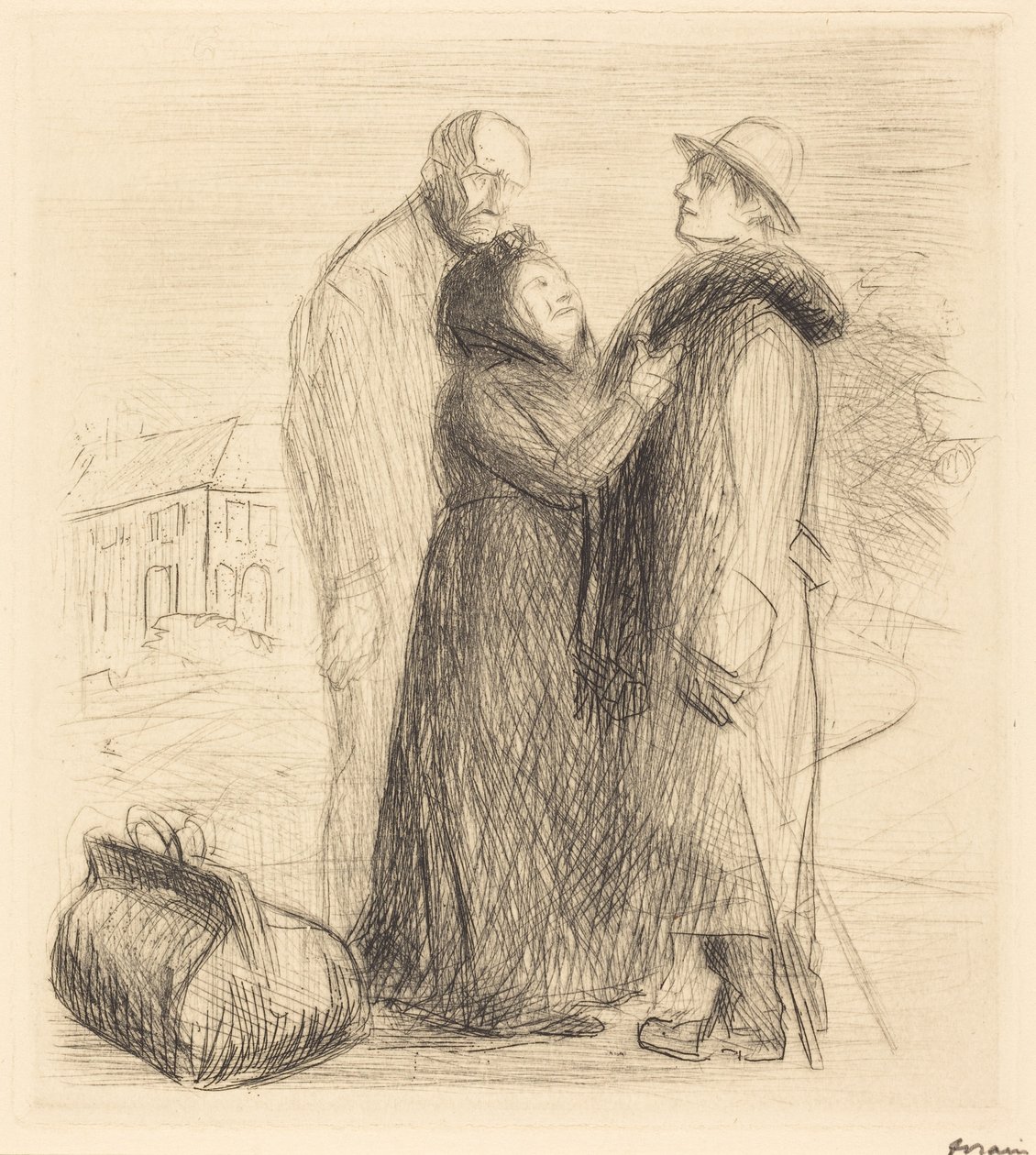 Het vertrek van de verloren zoon (1e plaat, verticaal) (The Departure of the Prodigal Son) (first plate, vertical) door Jean-Louis Forain