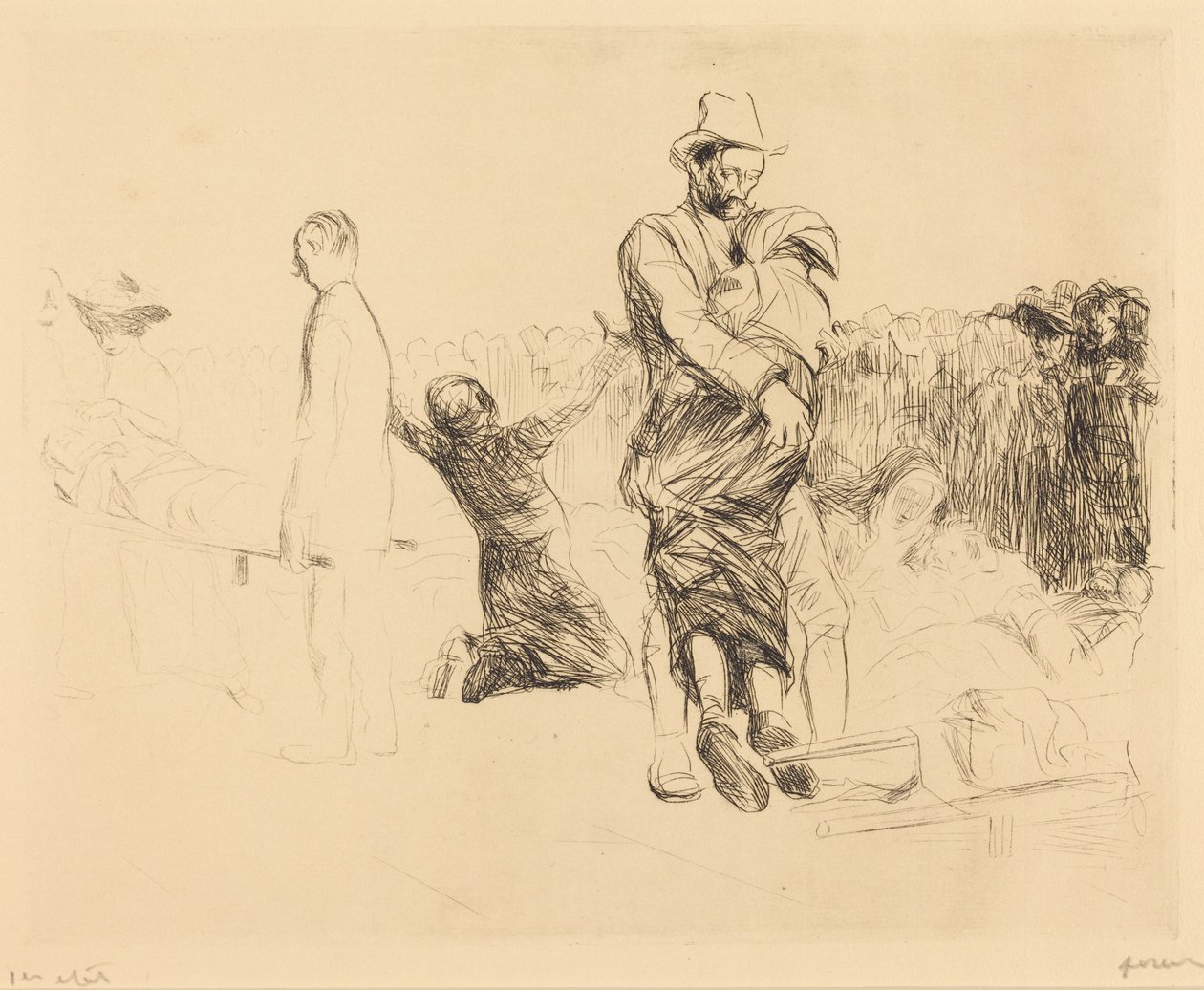 Lourdes, vervoer van verlamden (Lourdes, Transport of the Paralyzed) door Jean-Louis Forain