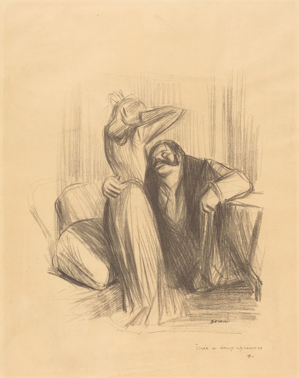 Scène in een privékamer (verticale plaat) door Jean-Louis Forain