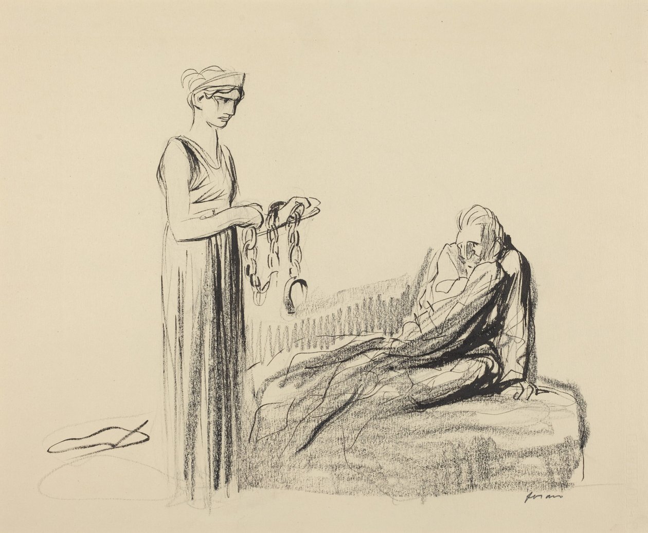 a) Boeien (recto); b) Verschillende figuren (verso) door Jean-Louis Forain