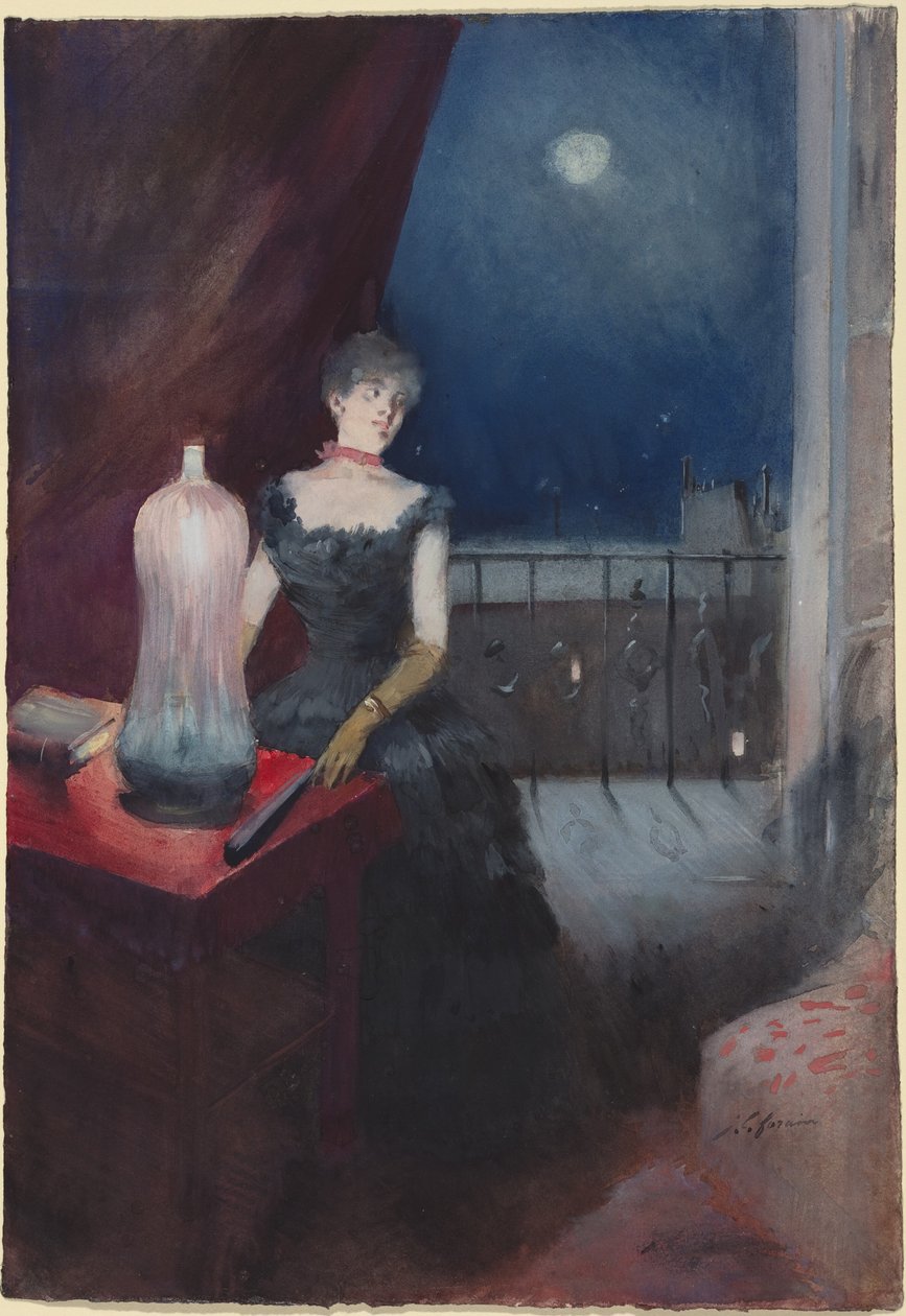 a) Staande vrouw met een waaier (recto); b) Studie van een man en een vrouw (verso) door Jean-Louis Forain