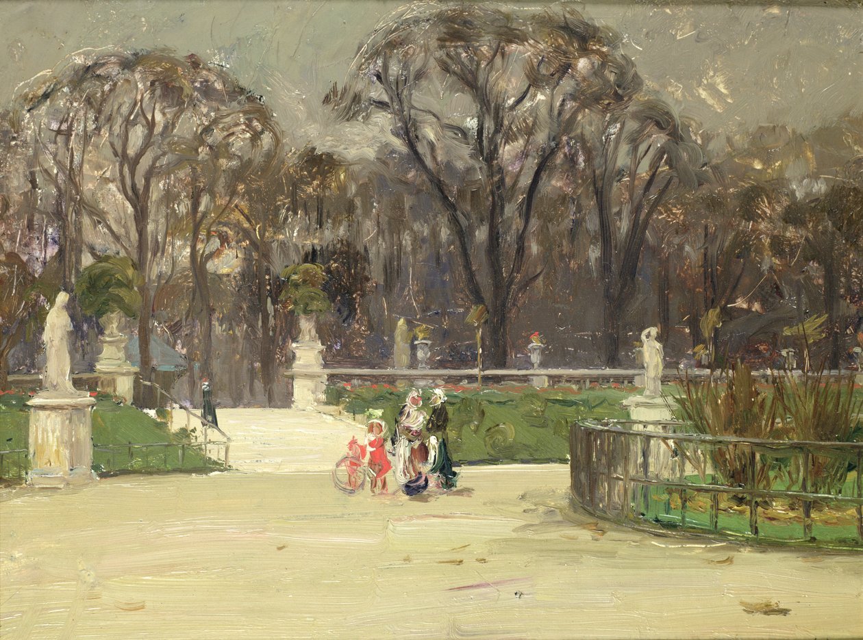 In de Jardin du Luxembourg (olieverf op doek) door Jean Louis Lefort