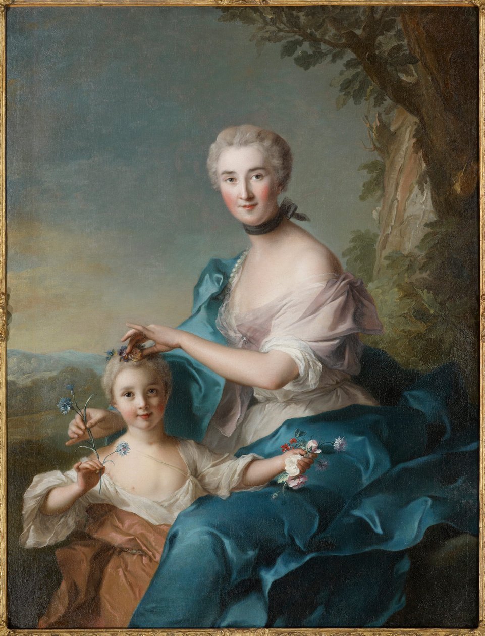 Portret van mevrouw Crozat de Thiers en haar dochter door Jean-Marc Nattier