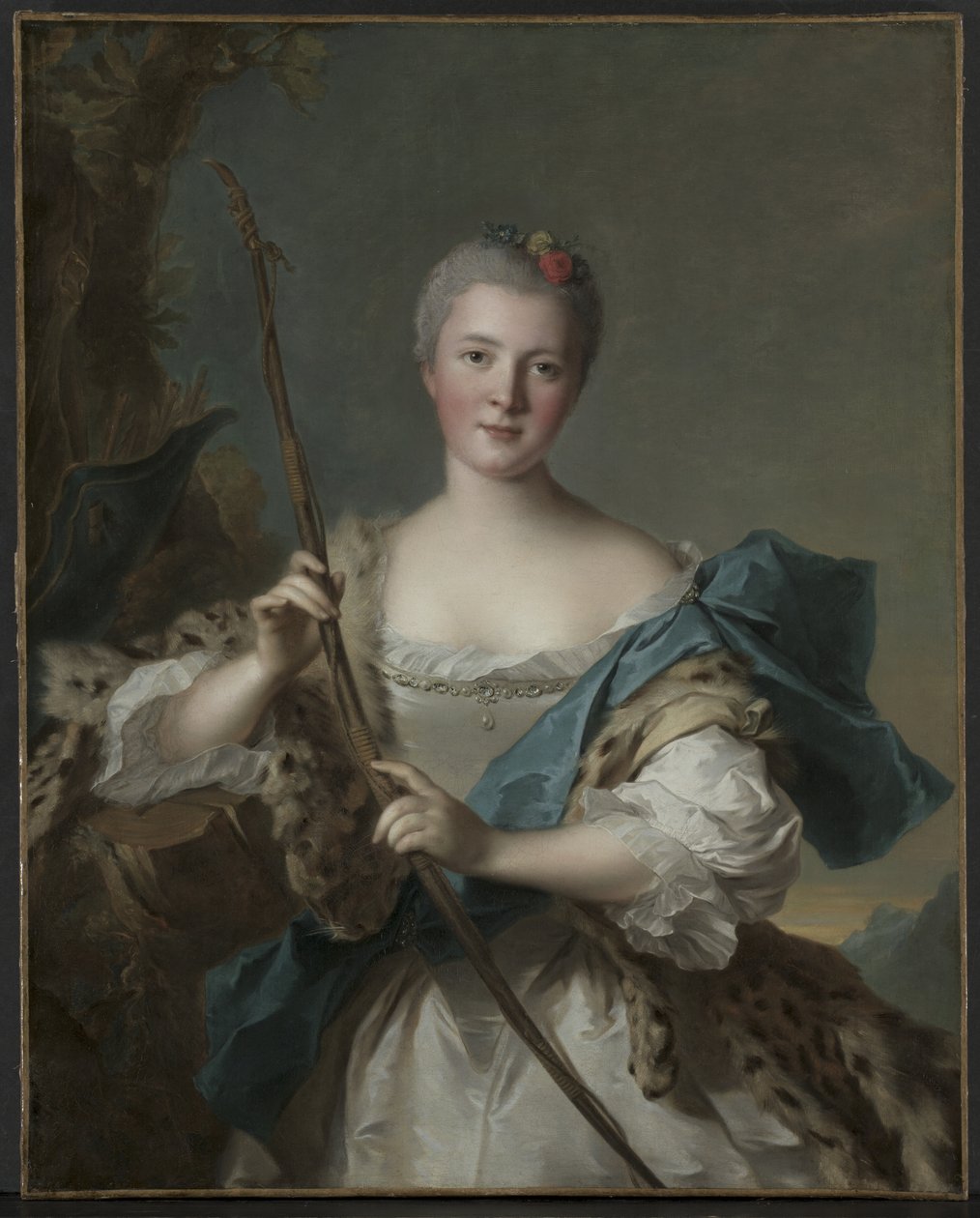Portret van een Vrouw als Diana door Jean-Marc Nattier
