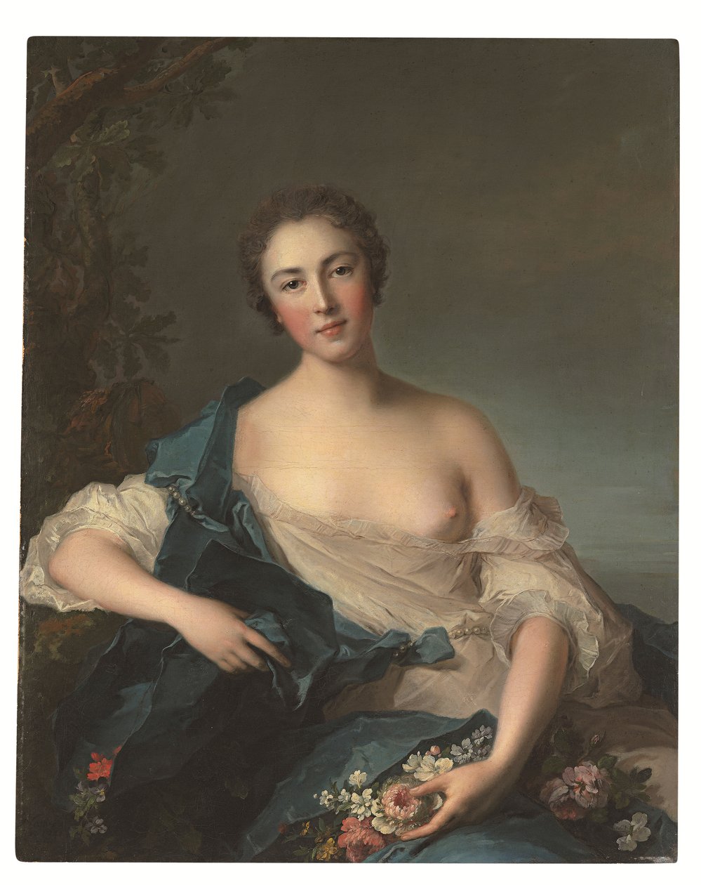 Portret van een vrouw als Flora door Jean Marc Nattier