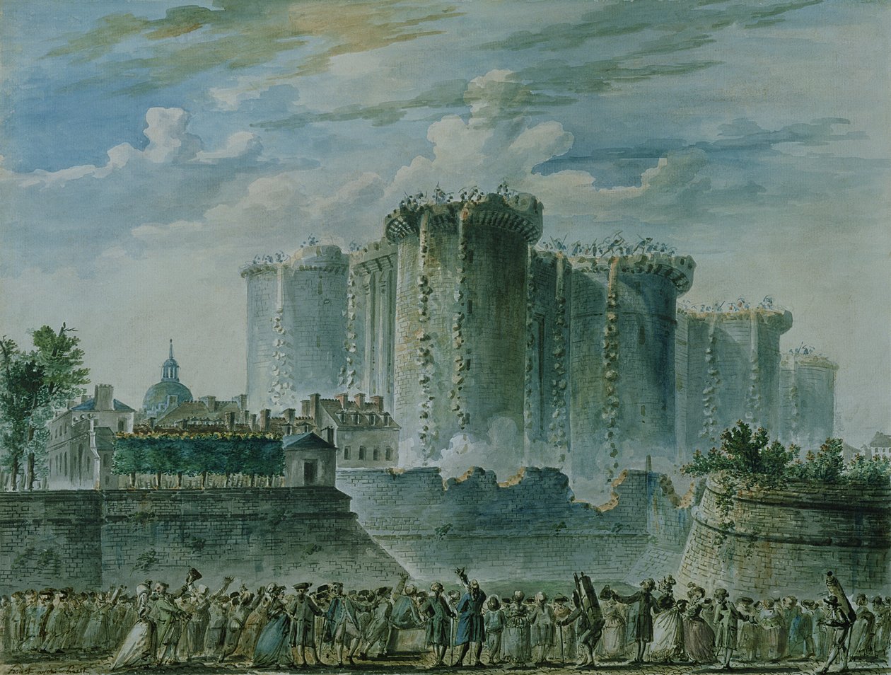 De vernietiging van de Bastille door Jean-Pierre Houel