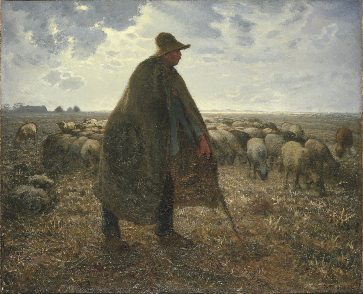 Herder die zijn kudde hoedt door Jean-Francois Millet