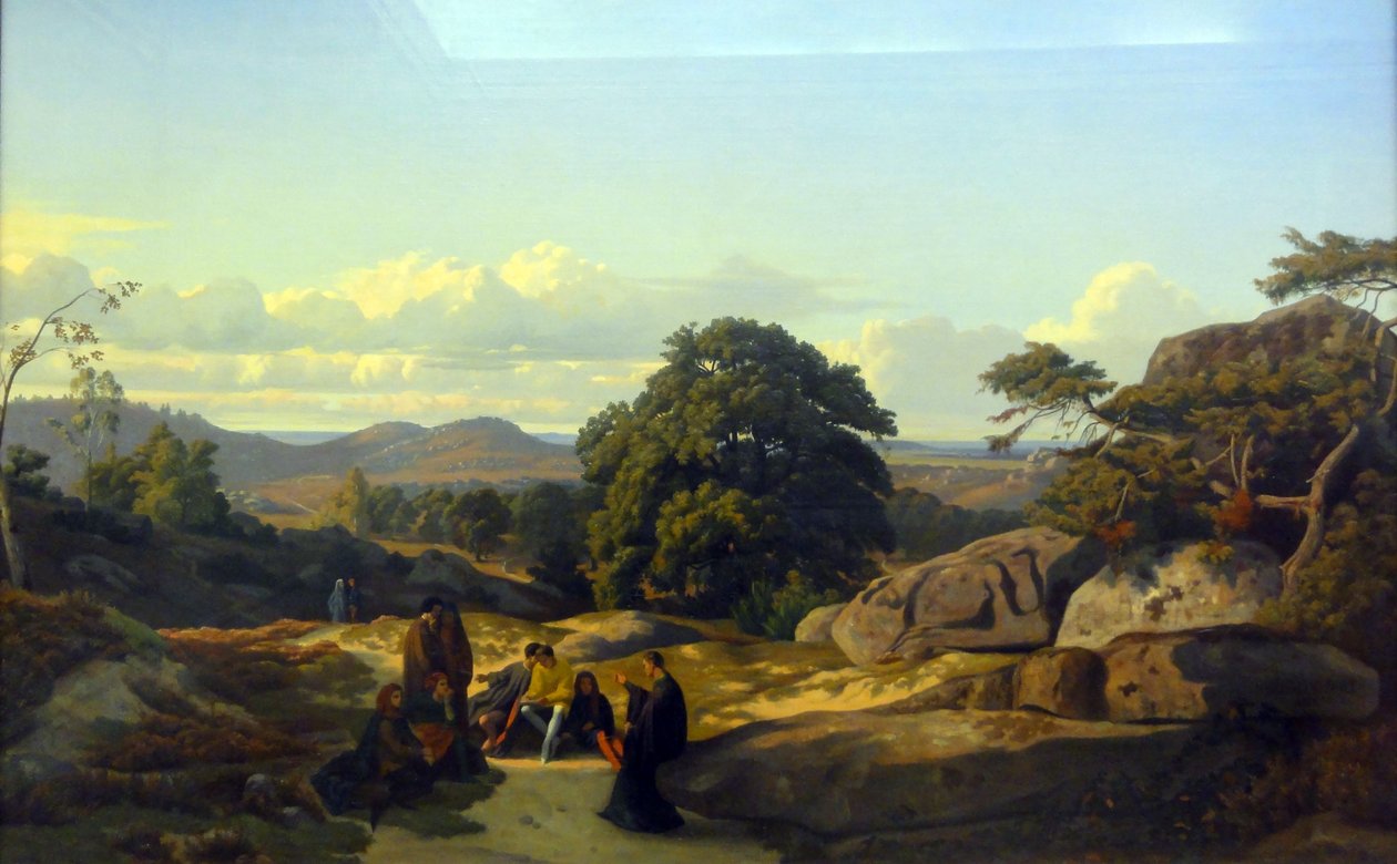 Abaelard praat met zijn leerlingen in de buurt van Melun door Jean Achille Benouville