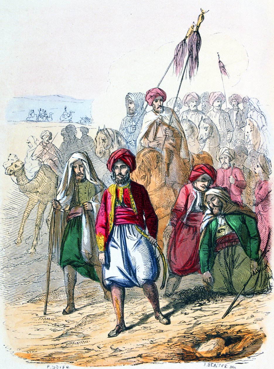 Ibrahim Pacha (1789-1848) loopt te voet met zijn troepen, tijdens de campagne tegen de wahhabieten door Jean Adolphe Beauce
