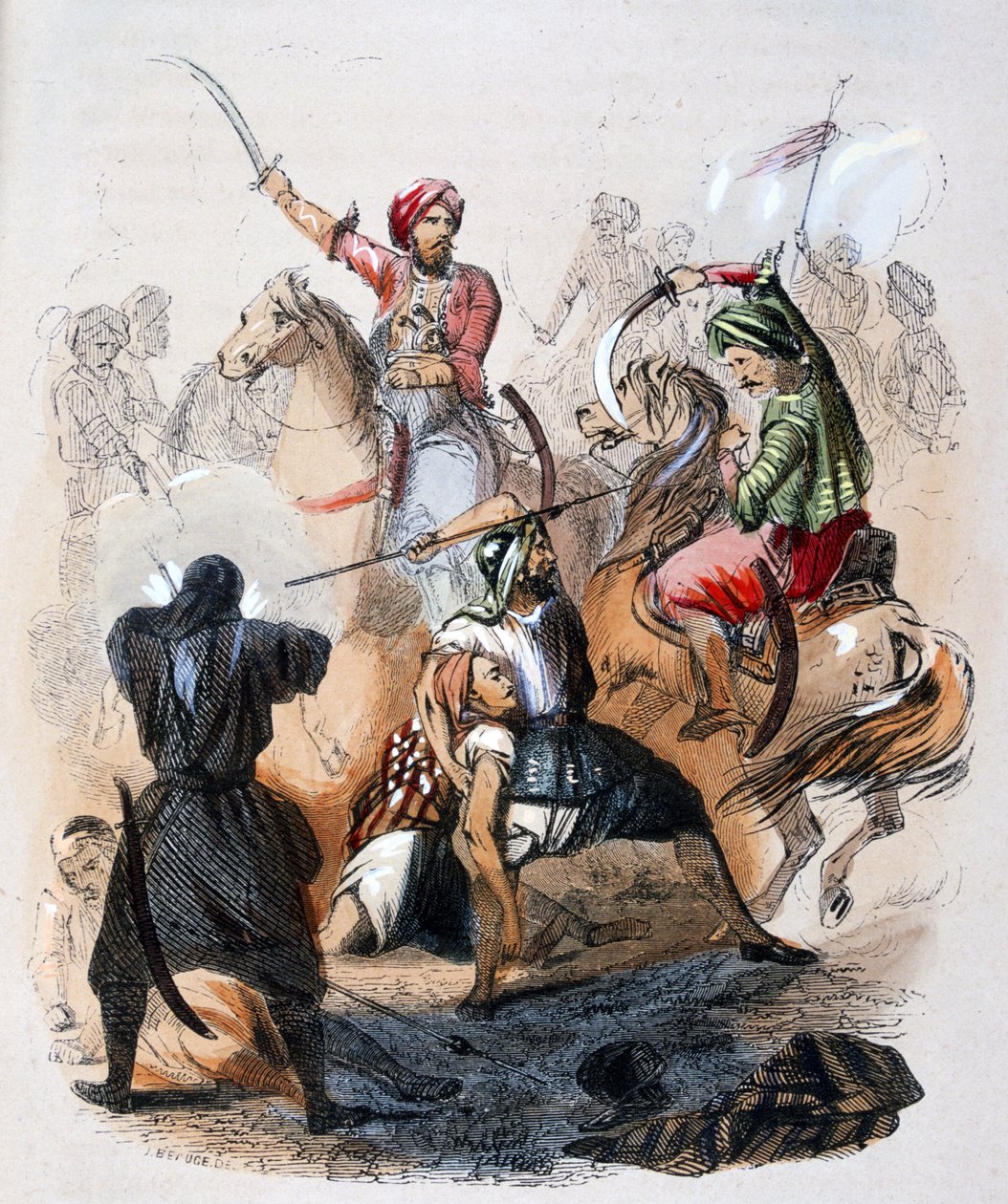 Ibrahim Pacha (1789-1848) op het slagveld, tijdens de campagne tegen de wahhabieten door Jean Adolphe Beauce