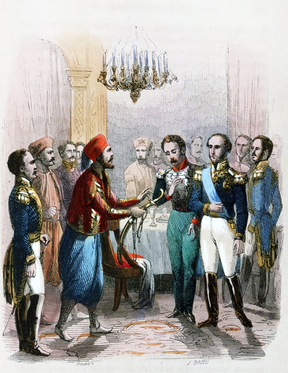 Ontmoeting tussen Ibrahim Pacha (1789-1848) en kolonel Joseph Anthelme Seve (Soliman Pacha, Suleyman Pasha of Soliman al-Fransawi Pasha) door Jean Adolphe Beauce