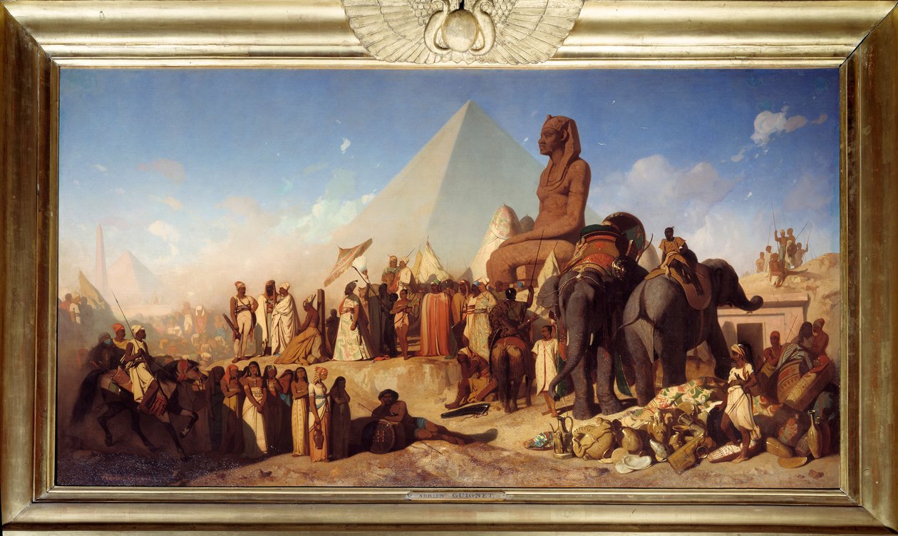Cambyse en Psammenite. Ontmoeting tussen Cambyse II, koning van het Perzische Rijk van 529 tot 522 v.Chr. door Jean Adrien Guignet