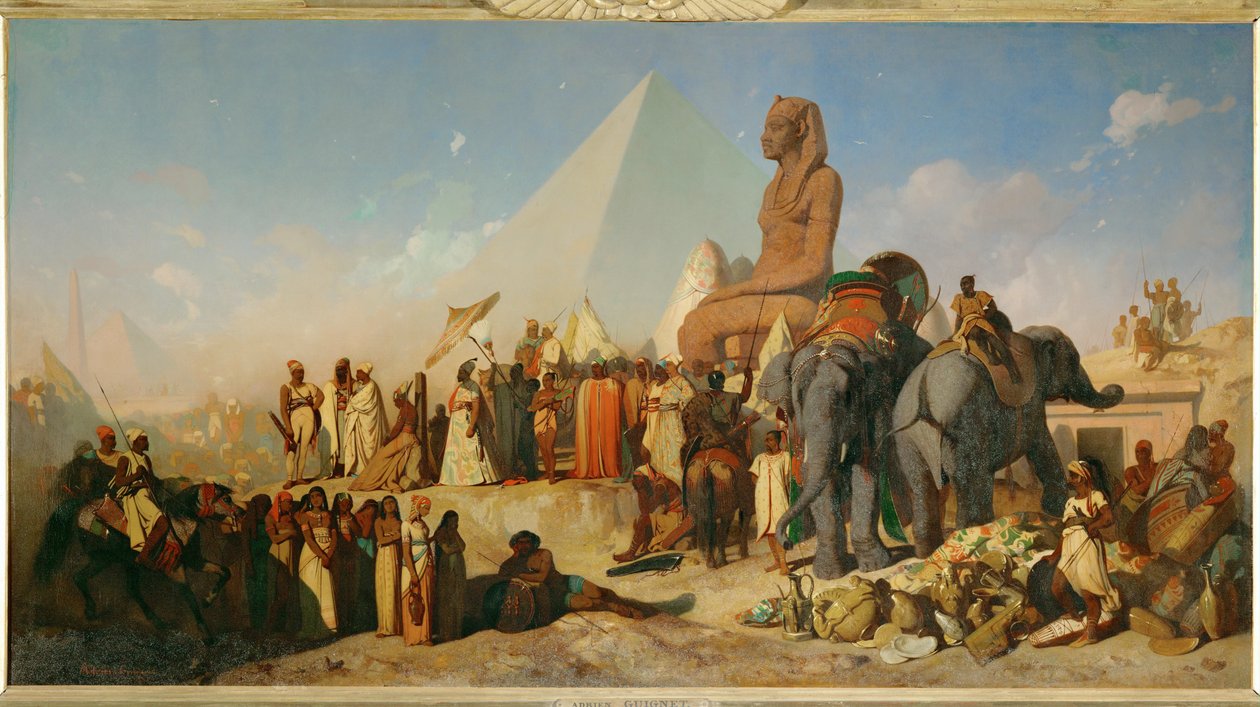 Cambyses en Psammetich ... door Jean Adrien Guignet
