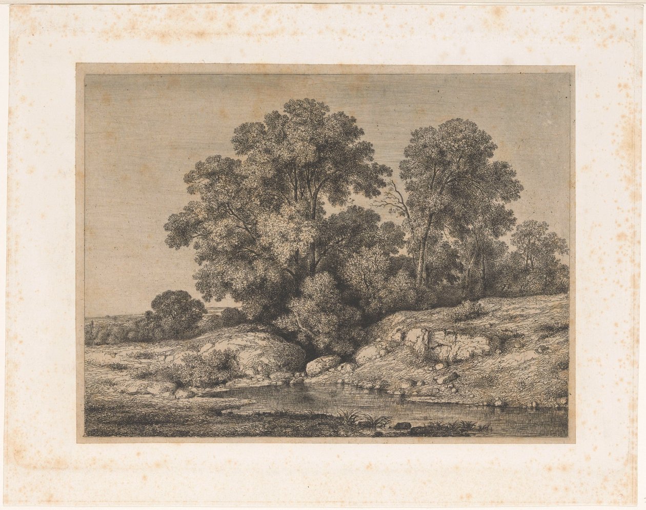Poel aan de voet van een groep bomen door Jean Alexis Achard