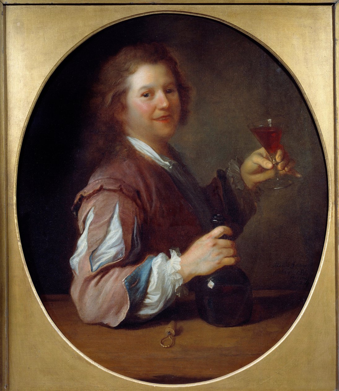 Portret van de kunstenaar als drinker. Schilderij door Jean Alexis Grimou (1680-1740) 1724 door Jean Alexis Grimou