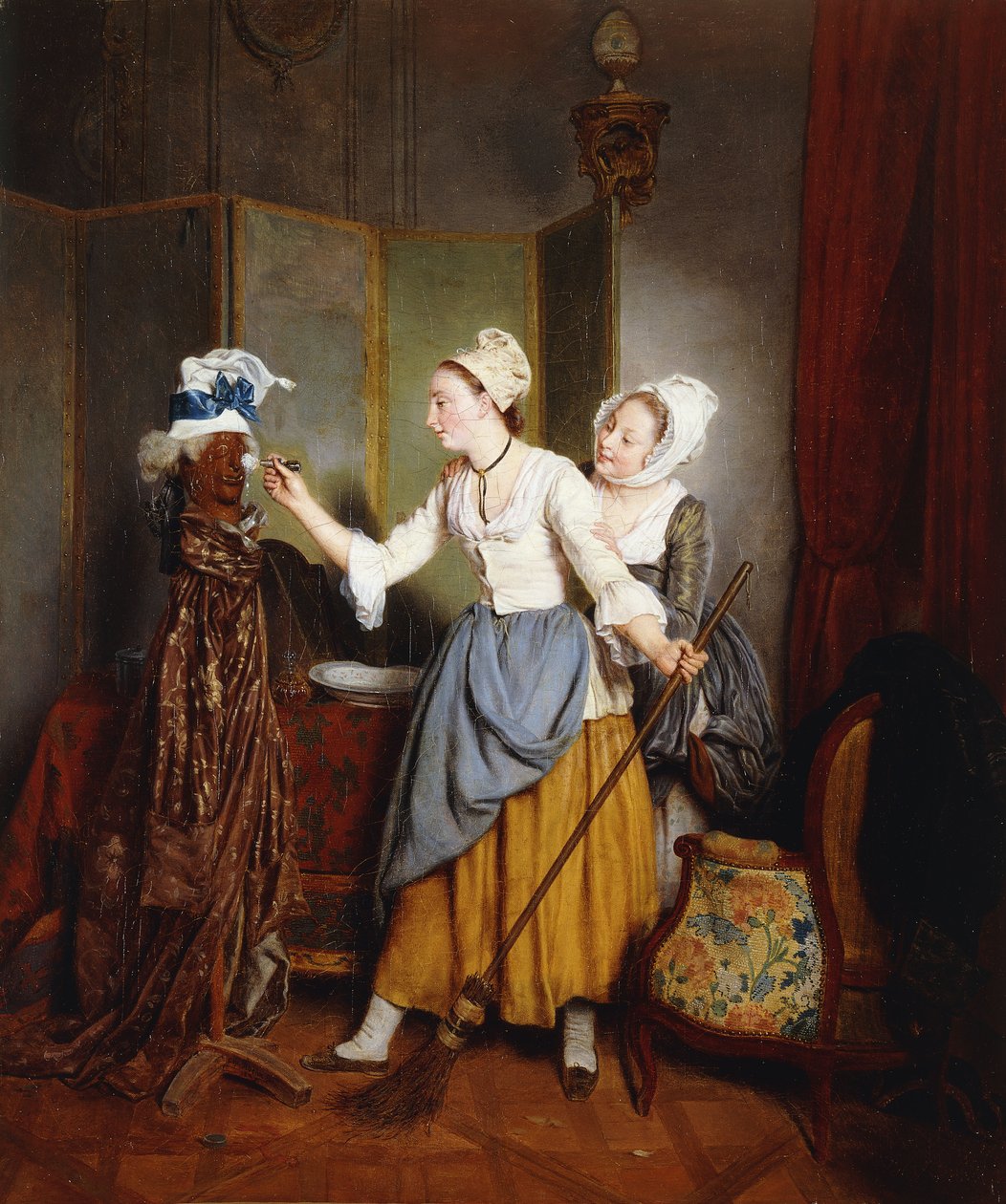 Het Kleden van een Mannequin; La Toilette de Mannequin, 1835 door Jean Alphonse Roehn