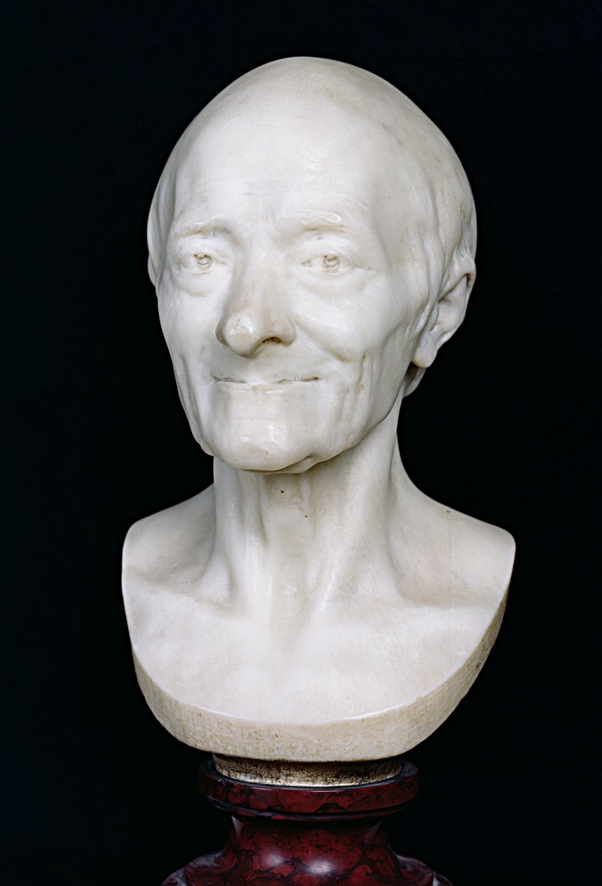 Buste van Voltaire zonder pruik door Jean Antoine Houdon