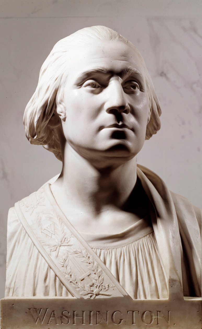 Marmeren buste van George Washington (1732-1789). Beeldhouwwerk door Jean Antoine Houdon (1741-1828) 1786. Parijs, Musée du Louvre door Jean Antoine Houdon